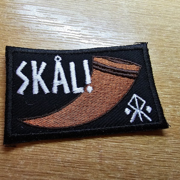 Skal Drinking Horn Patch Embroidered Norse Viking Mead Art