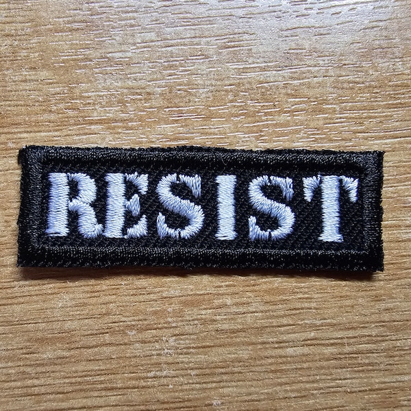 Resist VERY SMALL Iron on Embroidered Patch Anarchist Politics Feminist Leftist Patches