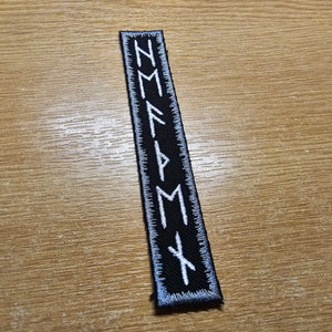 Heathenry Runes Iron on Embroidered Vertical Patch Viking Warrior Norse ...