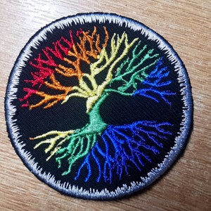 Rainbow Yggdrasil Tree of Life Iron On Embroidered Patch Norse Mythology Viking