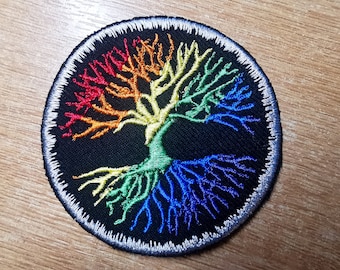 Rainbow Yggdrasil Tree of Life Iron On Embroidered Patch Norse Mythology Viking