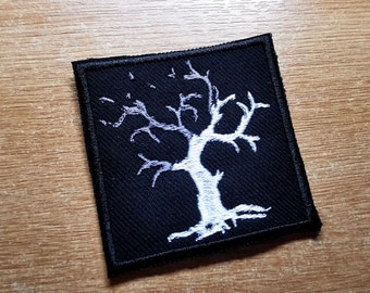 Dead tree Half Ash Embroidered Iron On Patch Gothic Black Metal Nature Oak