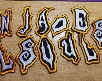 Alphabet Letters as Witchy Occult Style Contoured Iron on Patches