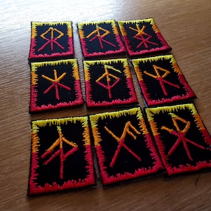 Bindrune Patches Fiery Fade Iron On Embroidered Viking Norse Heathenry Bind Runes Custom Selection