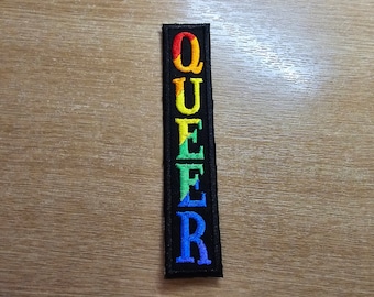 Toppa verticale arcobaleno queer con bandiera LGBTQ+ ricamata