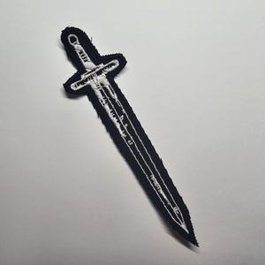 Sword Embroidered Iron On Patch Fantasy RPG Vikings Medieval Dungeon Gaming