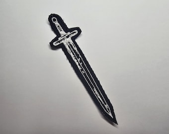 Sword Embroidered Iron On Patch Fantasy RPG Vikings Medieval Dungeon Gaming