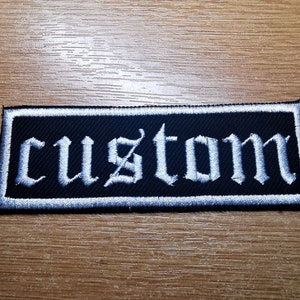 Aangepaste geborduurde patch oud-Engels naamplaatje badge black metal punk LA tattoo schrijfstijl