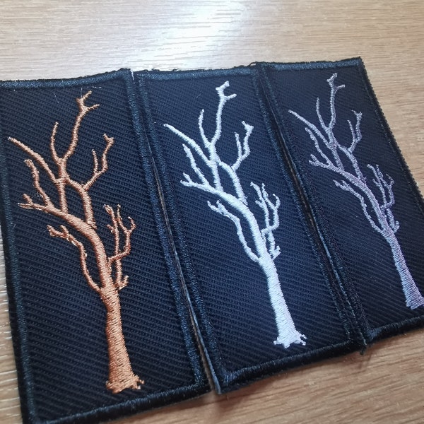 Dead tree Embroidered Iron On Patch Gothic Black Metal Nature Oak