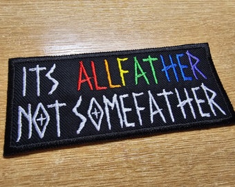 It&#39;s Allfather not Somefather Rainbow Iron On Embroidered Patch LGBTQ+ Viking Patches Equality