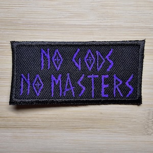 No Gods No Masters Patch Purple Embroidered Iron On Patch