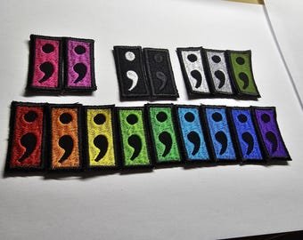 Semi Colon Patch TINY Colourful Gap Filler Mental Health Patches