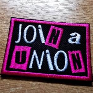 Dołącz do Związku Punk Flamingo Różowy haftowany żelazko na łacie Polityka Pracownicy Praca Wielka rezygnacja