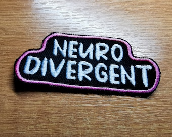 Neurodivergent Iron On Embroidered Patch Neurodiversity Personality Pink Border
