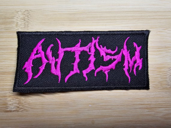 Autism Death Metal Band Logo Style Very PINK Embroidered Patch
