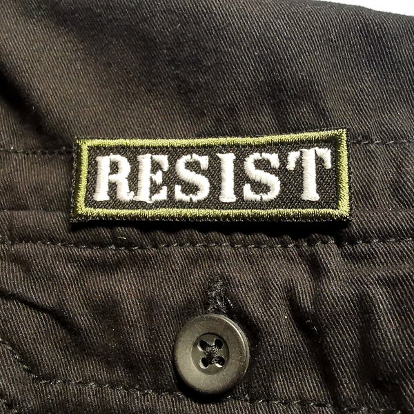 Resist VERY SMALL Military Green Embroidered Patch Anarchist Politics Feminist Leftist Patches