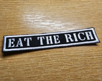 Eat The Rich MINI Gestickter Aufnäher Politologie Punk - Sehr klein!
