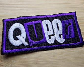 Queer Punk LGBTQ+ Iron On Patch Purple Pride Embroidered Patches