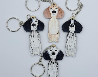 English setter wooden keyring