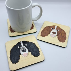 Springer spaniel wooden coaster, springer spaniel gift, dog coaster, wooden coaster