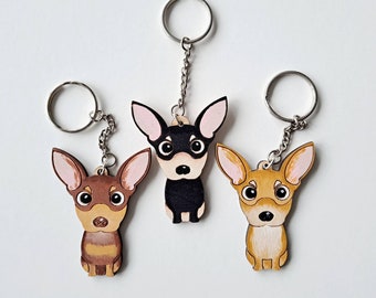 Llavero de madera de chihuahua, llavero de perro, llavero, llavero, llavero de perro, regalo de chihuahua, chihuahua