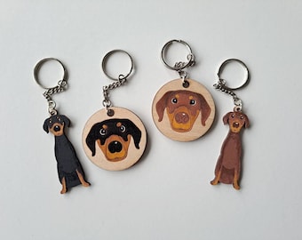 Dobermann Holz Schlüsselanhänger, Hund Schlüsselring, Schlüsselbund, Schlüsselanhänger, Hunde Schlüsselanhänger, Dobermann Geschenk, Dobermann