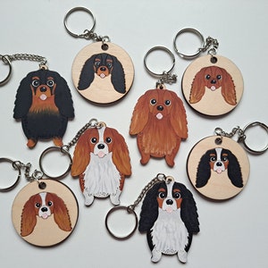 Cavalier king charles wooden keyring, dog key ring, keyring, keychain, dog key chain, cavalier king charles