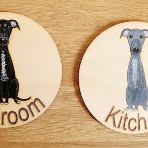 Greyhound/ whippet/ sighthound wooden door plaque  sighthound gift, greyhound gift, whippet gift, dog coaster, wooden coaster personalised