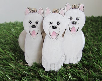 Samoyed wooden keyring, dog key ring, keyring, keychain, dog key chain, samoyed gift, samoyed