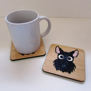 Scottish terrier wooden coaster, scottish terrier gift, dog coaster, wooden coaster