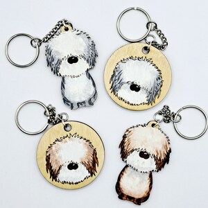 Bearded collie wooden keyring, dog keyring, key ring, keychain, dog key chain, bearded collie gift, bearded collie