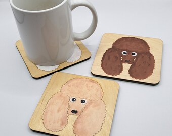 Poodle wooden coaster, poodle gift, dog coaster, wooden coaster