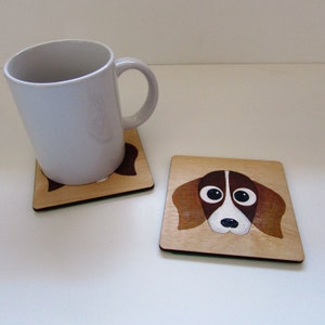Beagle  wooden coaster, beagle gift, dog coaster, wooden coaster