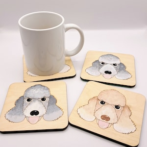 Bedlington terrier wooden coaster, bedlington gift, dog coaster, wooden coaster