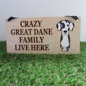 Crazy great dane family wooden sign, dog gift, dog sign, dog decoration, wooden sign, great dane gift, great dane