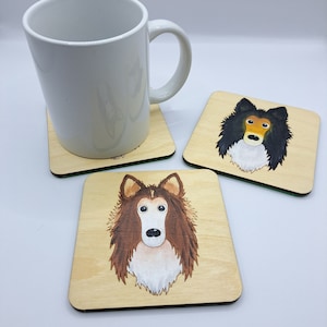 Collie Holzuntersetzer, Collie Geschenk, Hunde Untersetzer, Holzuntersetzer