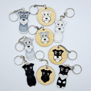 Schnauzer wooden keyring, Fridge Magnet, dog keyring, key ring, keychain, dog key chain, schnauzer gift, schnauzer