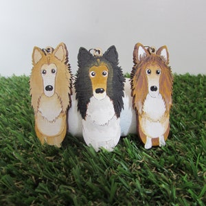 Collie wooden keyring