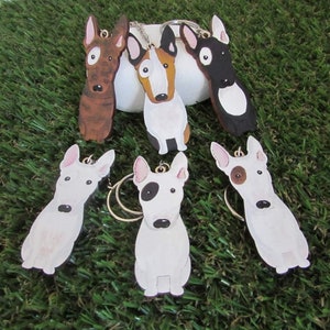 Bull terrier wooden keyring, dog key ring, keyring, keychain, dog key chain, bull terrier gift, bull terrier