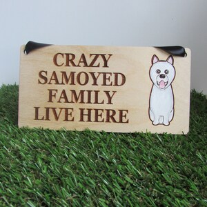 Crazy samoyed family wooden sign, dog gift, dog sign, dog decoration, wooden sign, samoyed gift, samoyed