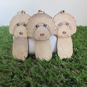 Labradoodle long hair wooden keyring