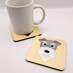 Schnauzer wooden coaster, schnauzer gift, dog coaster, wooden coaster