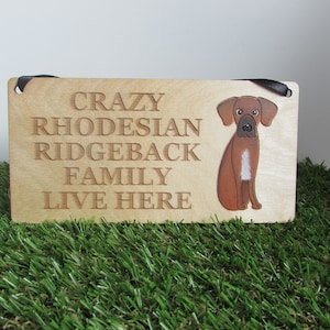 Crazy rhodesian ridgeback family wooden sign, dog gift, dog sign, dog decoration, wooden sign, ridgeback gift