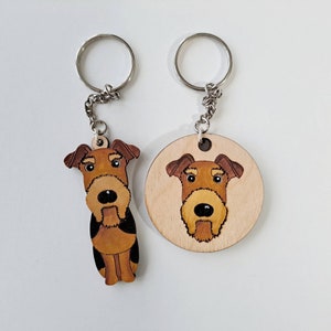 Airedale wooden keyring, dog key ring, keyring, keychain, dog key chain, airedale gift, airedale