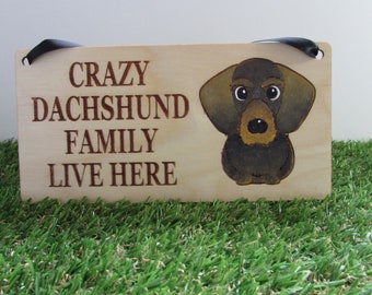 Verrückte Dackel Familie Holzschild, Hundegeschenk, Hundeschild, Hundedekoration, Holzschild, Dackel Geschenk, Dackel