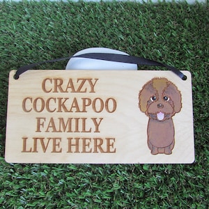 Crazy cockapoo family wooden sign, dog gift, dog sign, dog decoration, wooden sign, cockapoo gift, cockapoo