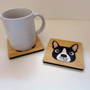 Boston terrier wooden coaster, boston terrier gift, dog coaster, wooden coaster