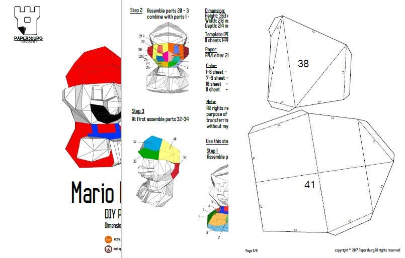 Papercraft Mario digital template | Etsy