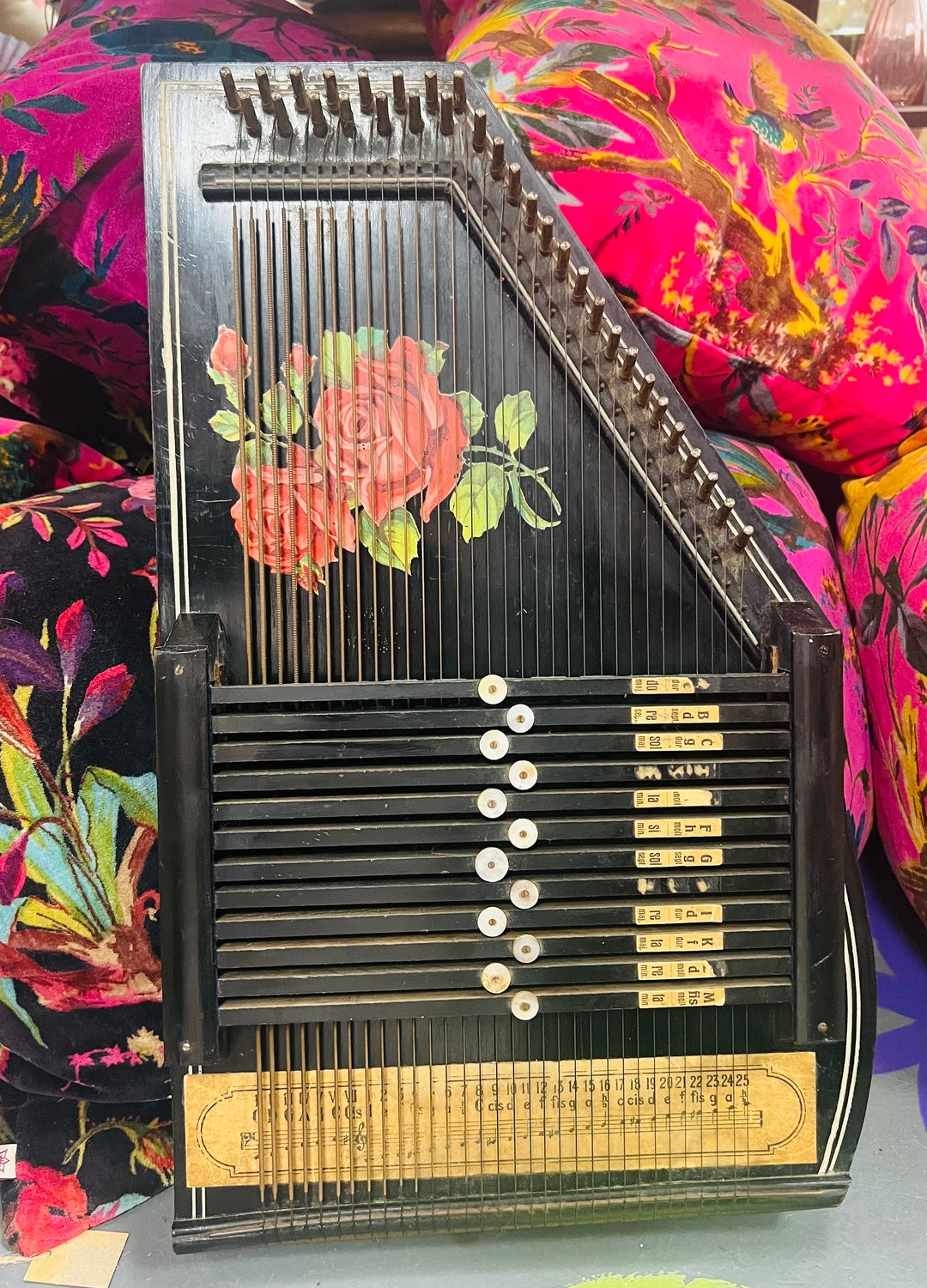 Antique German 12 Bar Autoharp / Zither With Mother of Pearl Etsy UK