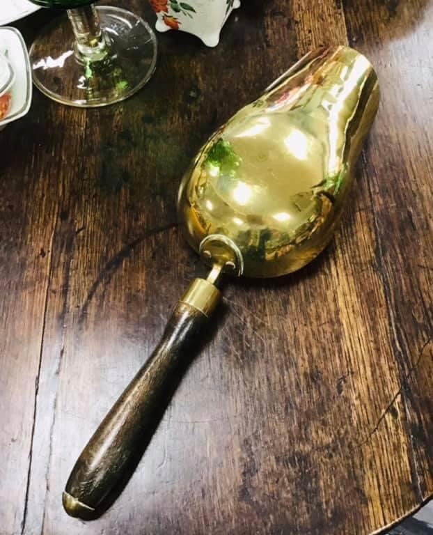 Victorian Antique Brass Money Scoop with Wooden Handle Etsy